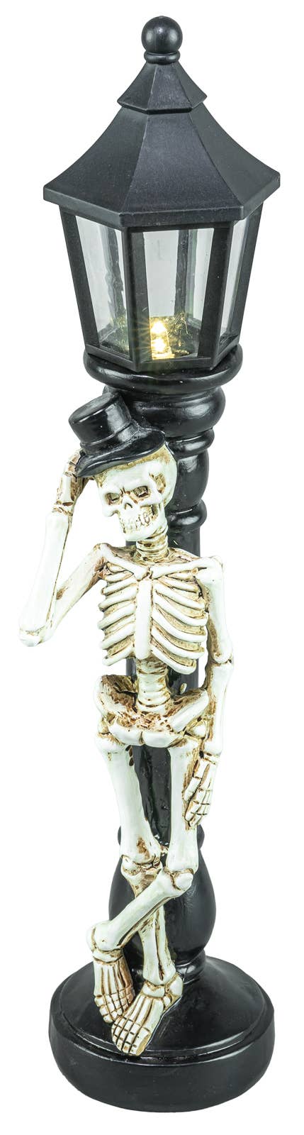 Top Hat Skeleton Lamp Post W Light Halloween Decor