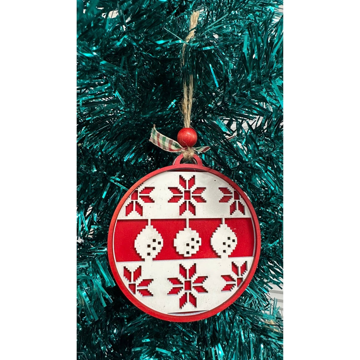 Ugly Sweater Ornaments Christmas Ornament Red with Ornaments