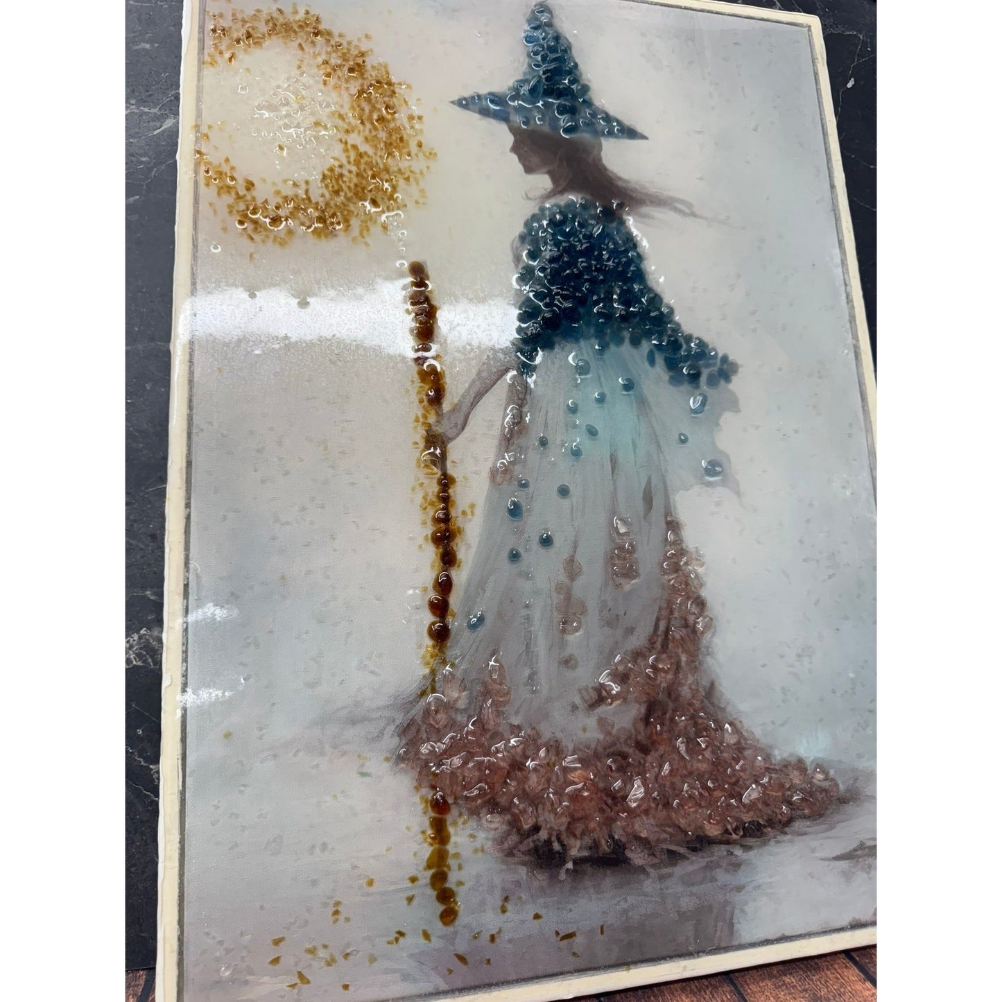v with Crushed Glass, Spooky Decor for Witchy Homes & Halloween Gifting Resin