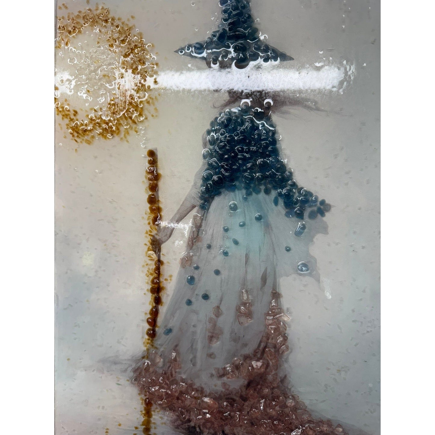 v with Crushed Glass, Spooky Decor for Witchy Homes & Halloween Gifting Resin