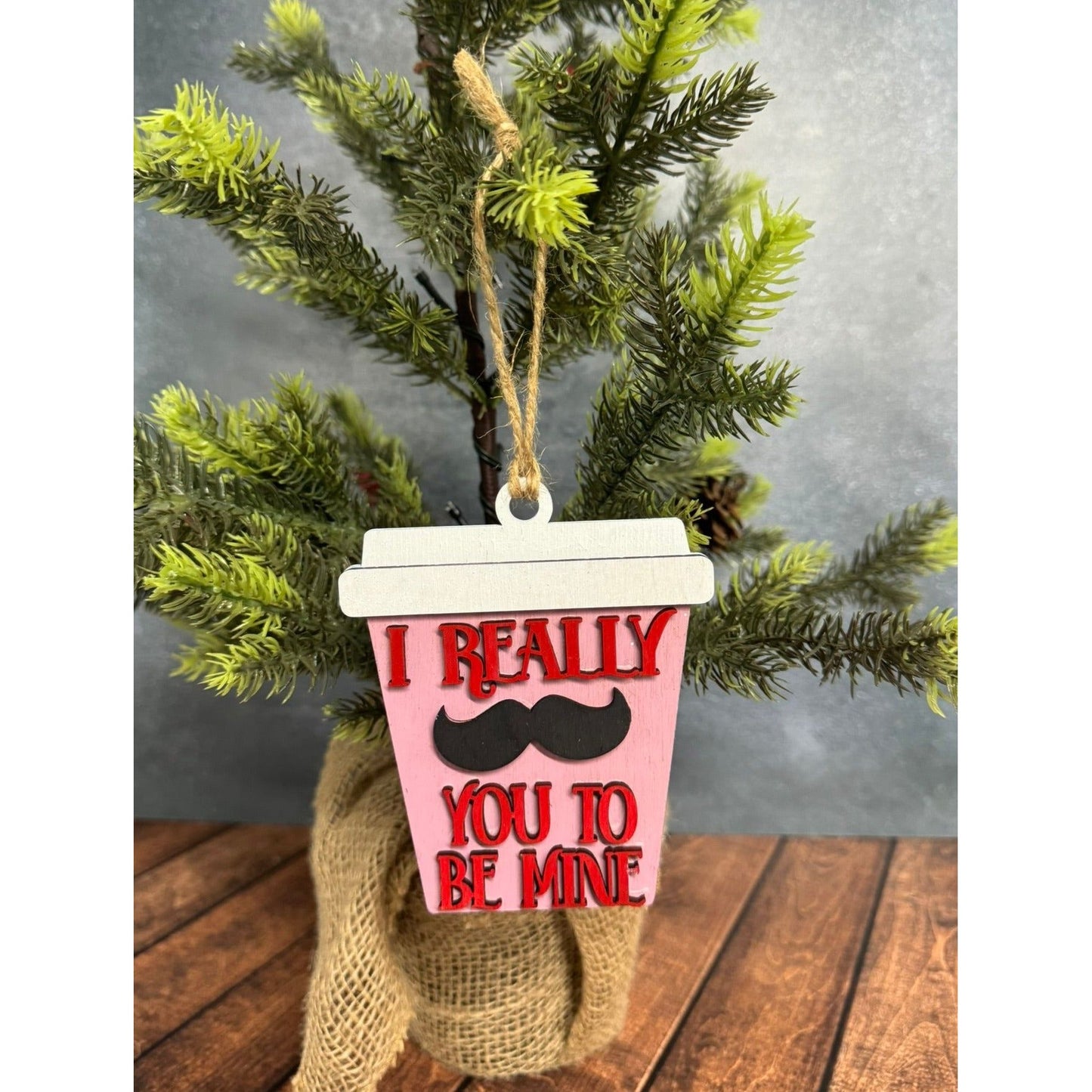 Valentine Latte Cup Ornament Gift Card Holder Valentine Gift Card Holder Mustache