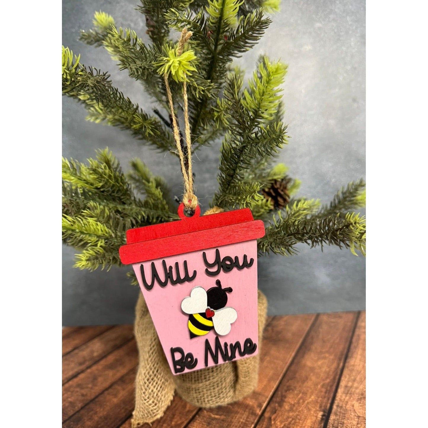Valentine Latte Cup Ornament Gift Card Holder Valentine Gift Card Holder Will you Be Mine