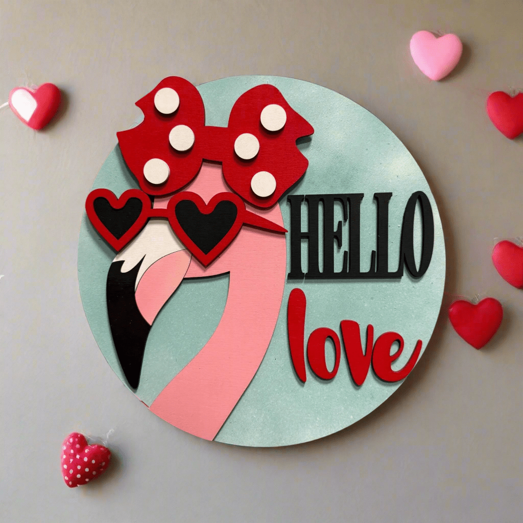 Valentine Sign Hangers Flamingo