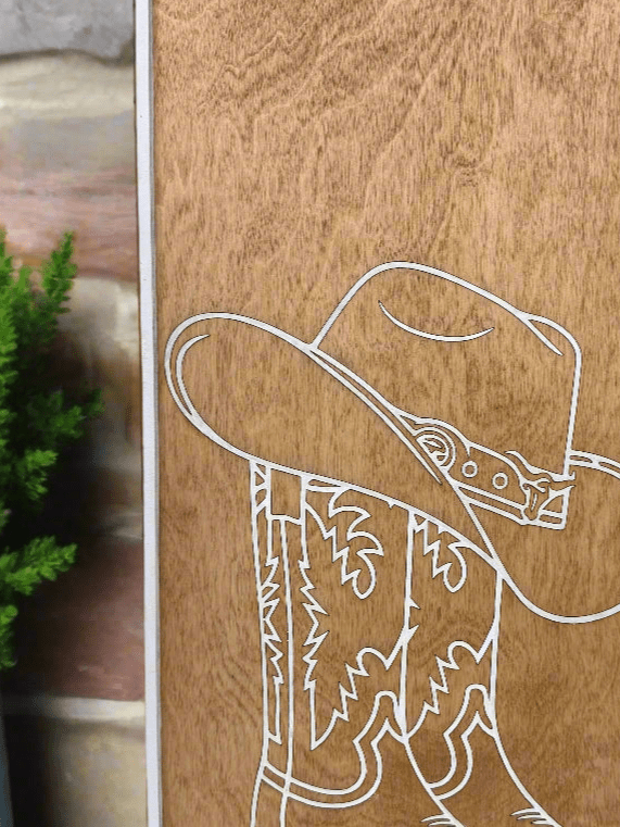 Western Cowboy Hat and Boots Wall Decor | Rustic Home Decor | Country Western Wall Art | Cowboy Hat Decor, Boots Art - Nifty Decor & More