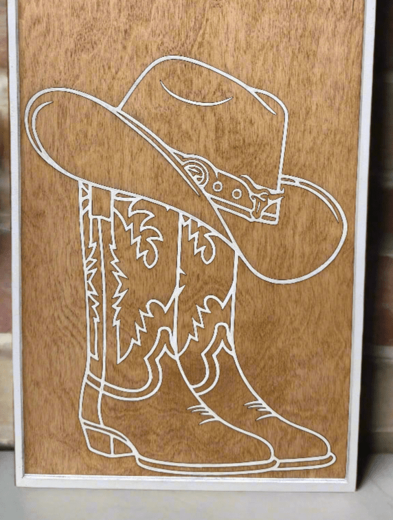 Western Cowboy Hat and Boots Wall Decor | Rustic Home Decor | Country Western Wall Art | Cowboy Hat Decor, Boots Art - Nifty Decor & More