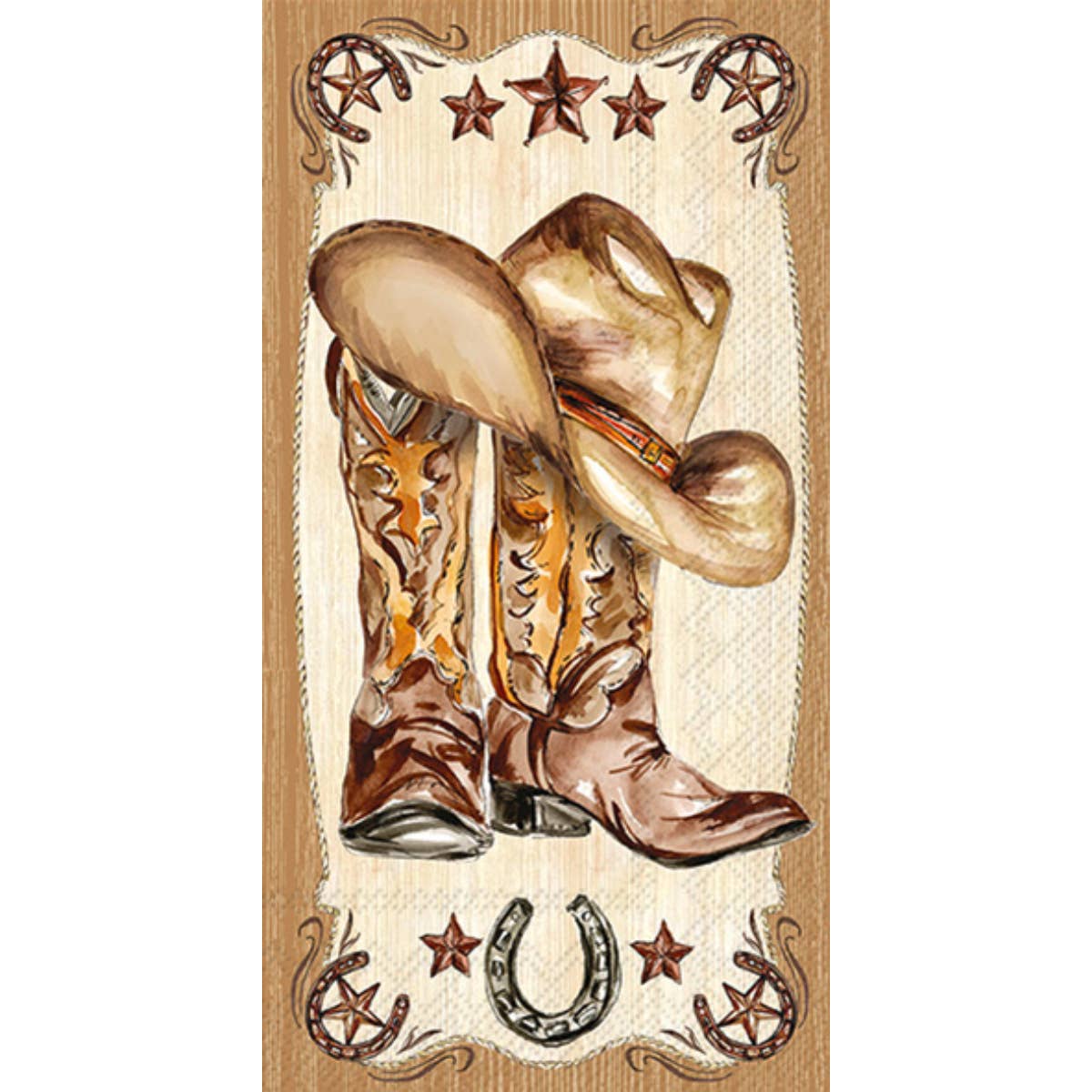 Western Leather Boots Paper Guest Towels, Rustic Cowboy Charm Disposable Towels for Parties & Events, Perfect Western Gift - Nifty Decor & More