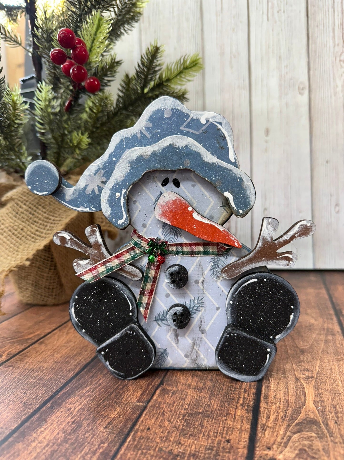 Whimsical Sitting Snowman - Nifty Decor & More