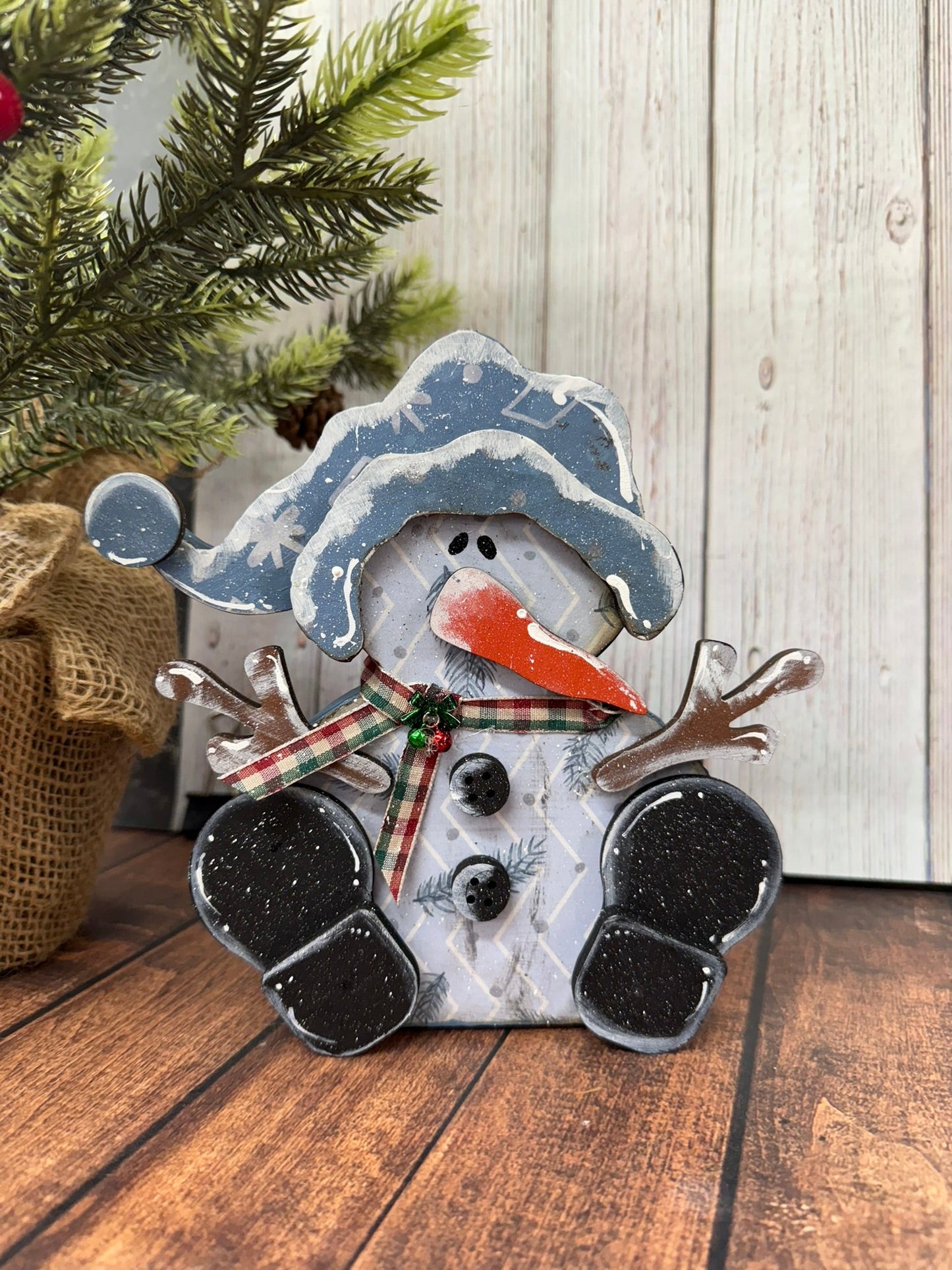 Whimsical Sitting Snowman - Nifty Decor & More