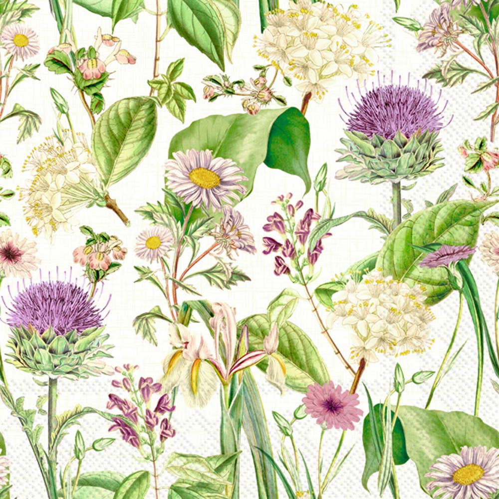 Wildflower Cream Paper Cocktail Napkins, Elegant Floral Design for Parties, Weddings & Special Events Gift - Nifty Decor & More