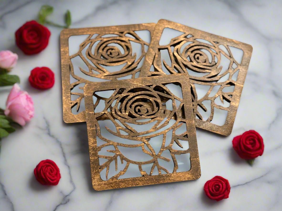 Wooden Rose Coasters - Nifty Decor & More