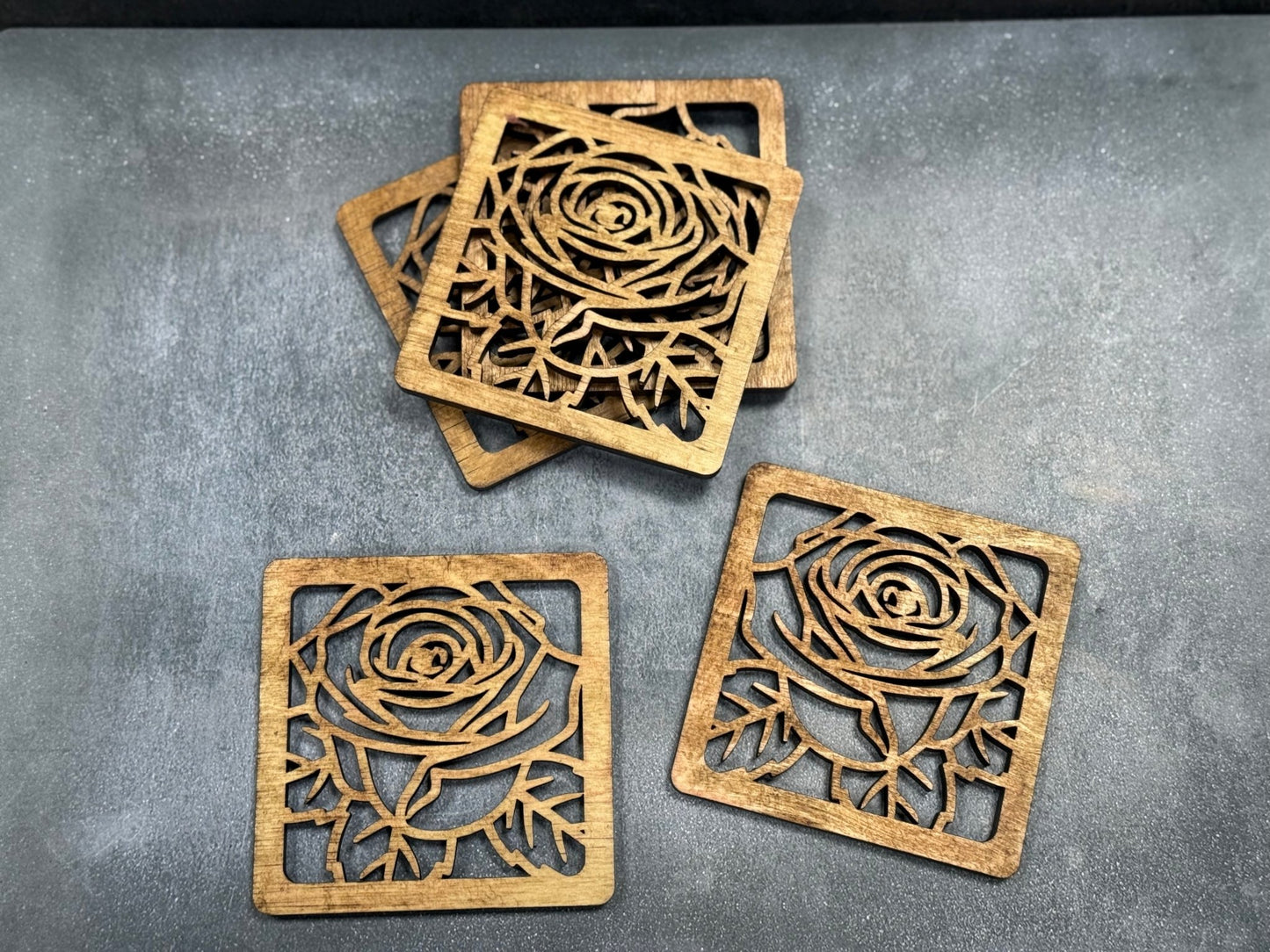 Wooden Rose Coasters - Nifty Decor & More
