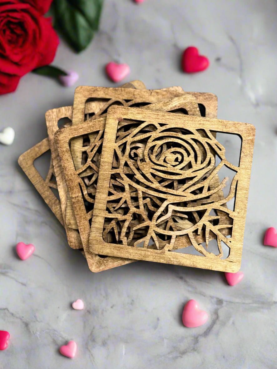 Wooden Rose Coasters - Nifty Decor & More