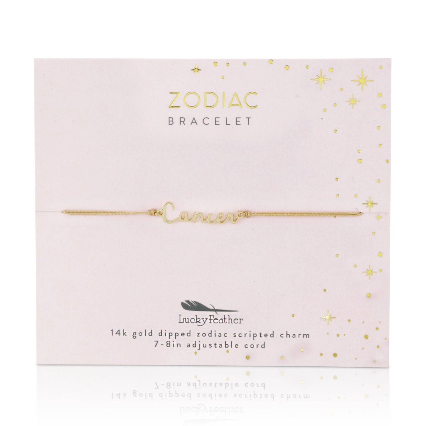 CANCER Zodiac Cord Bracelet Gold - June 21 - July 22 Zodiac Sign Bracelets