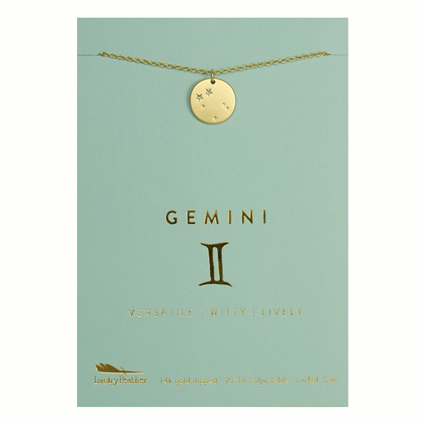 GEMINI Zodiac Necklace - Gold - (May 21-Jun 20) Zodiac Necklace