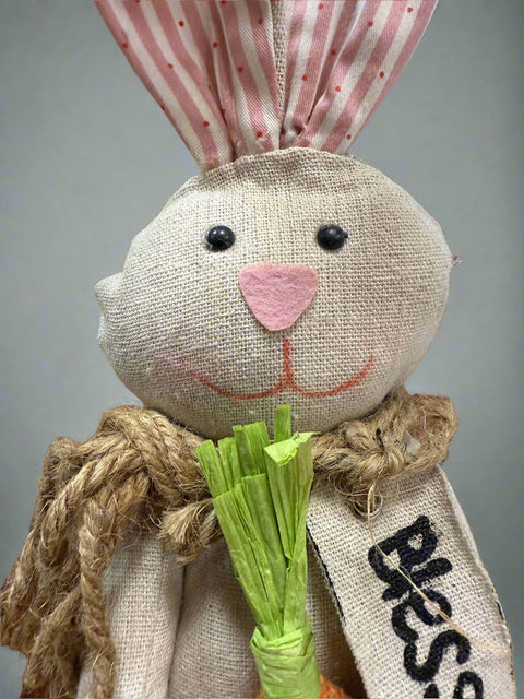 Natural Color Bunny with Blessed Tag | Spring Decor, Farmhouse Easter Decor, Bunny Decoration, Easter Gifts & Home Accents