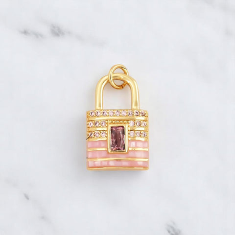 Blushing Lock Charm Add-On, Dainty Necklace, Bracelet & Anklet Accessory, Perfect Charm Gift for Her charm