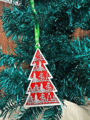 Snowflake Christmas Tree Ornaments  Tree 2 - Red  