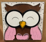 Owl Valentine Leaning Sandwich Board Tiles - Set 6 PC Interchangeable Add On