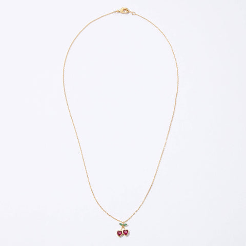 Heart Cherry Pendant Necklace in Gold Dip, Chic Pendant Jewelry, Perfect for Everyday Glam, Gift for Trendy Women