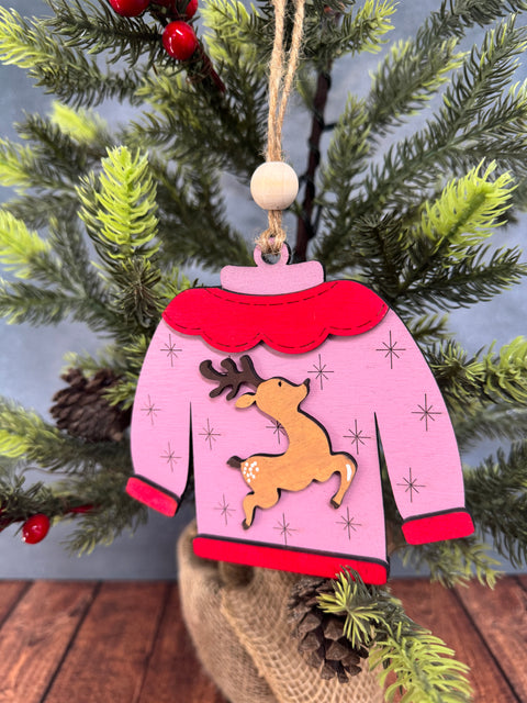 Ugly Sweater Ornaments  Reindeer  
