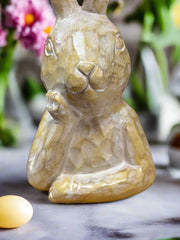 Beige Thinking Bunny - Adorable Resin Spring Decor for Home, Easter Decorations, Cute Rabbit Figurine, Seasonal Accent Piece Bunny figurine