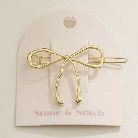 Metallic Bow Hair Clip GD ONE 5DH88016