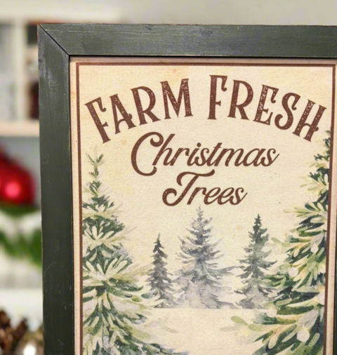 Farm Fresh Christmas Trees Framed Hanger