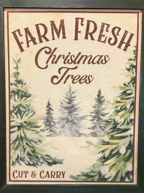 Farm Fresh Christmas Trees Framed Hanger