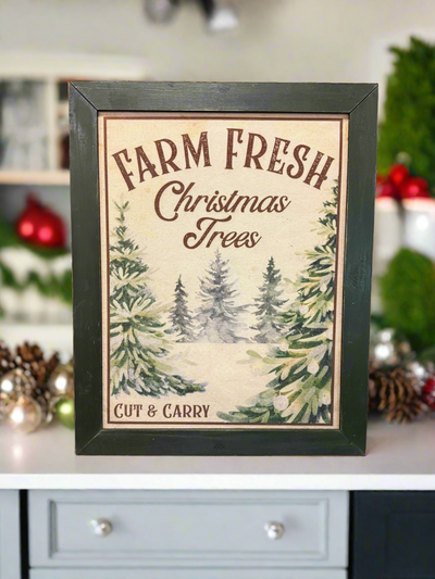 Farm Fresh Christmas Trees Framed Hanger