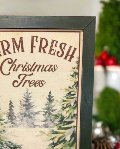 Farm Fresh Christmas Trees Framed Hanger