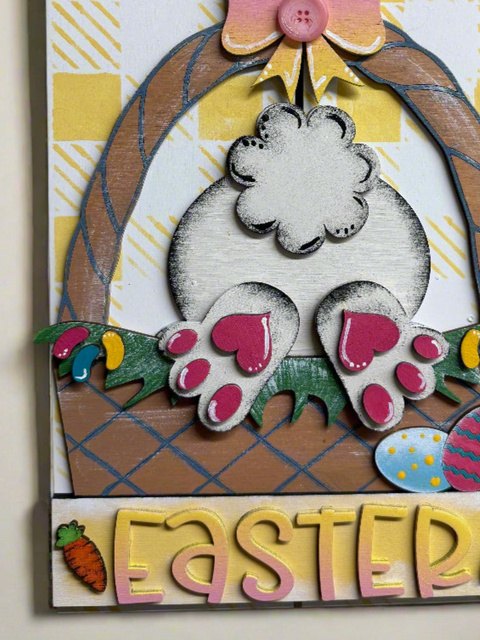 Happy Easter Bunny Tail Hanger | Spring Decor & Easter Decoration for Your Home