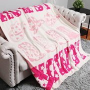 Howdy Cowboy Hat Boots Reversible Throw Blanket