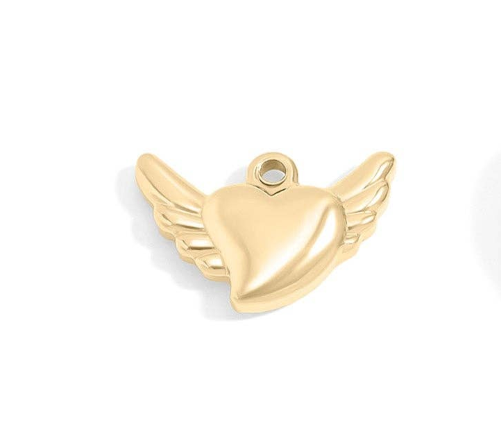 Faith & Love Charms, 18K Gold PVD Pendant, Gift for Mom, Mother's Day Inspirational Jewelry Faith Charms Heart w/ Wings