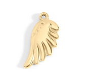 Faith & Love Charms, 18K Gold PVD Coastal Stainless Steel Pendant, Gift for Mom, Mother's Day Inspirational Jewelry Wing