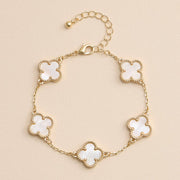 Multi Floral Shape Shell Charm Bracelet, Elegant Chic Design for Trendy Looks, Gift for Girly & Preppy Souls White Gold