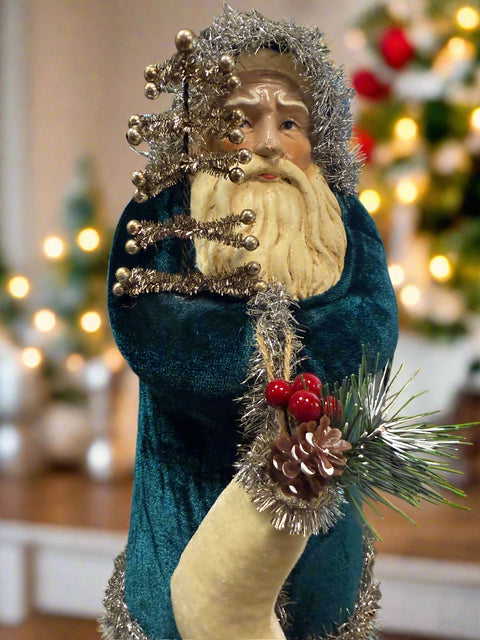 16.5" Deep Ocean Velvet Belsnickle Santa figurine