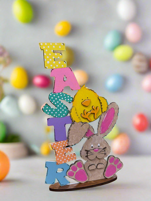 Easter Friends Stand - Pastel Spring Decor, Vibrant Easter Decor for Home & Celebrations, Charming Easter Table Centerpiece