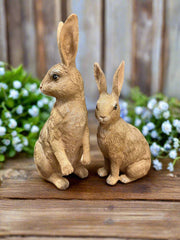 Vintage Rabbit Set | RAZ - 12.5" Resin Spring Decor for Easter, Farmhouse Style Bunny Decor, Cute Home Accent, Unique Gift Table decor