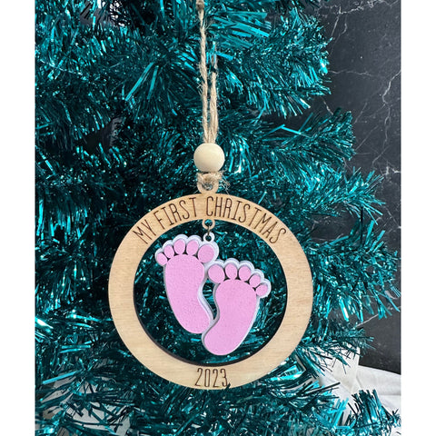 Baby’s First Christmas Ornaments Ornament Feet - Pink  