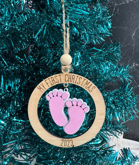 Baby’s First Christmas Ornaments Ornament Feet - Pink  