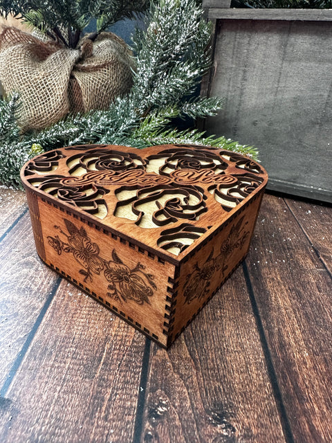 I Love You - Heart shaped box | Valentine wood box