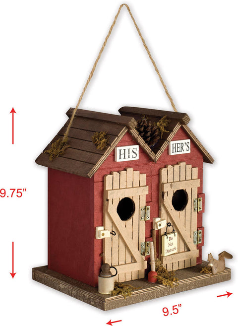 Outhouse Birdhouse - Rustic Wooden Birdhouse, Charming Garden Decor, Unique Nature Gift, Outdoor Bird Home & Feeder