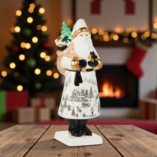 10" Black and Gold Santa with Gifts - RAZ