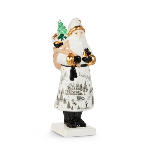 10" Black and Gold Santa with Gifts - RAZ