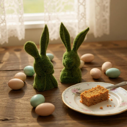 10" Moss Thinking Rabbit Bust | Vintage Home Decor Statues | Gifts | Unique Easter Decoration & Collectible Charm Shelf Sitter