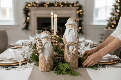 10" Natural Distressed Carved Santa's - SET - Nifty Decor & More