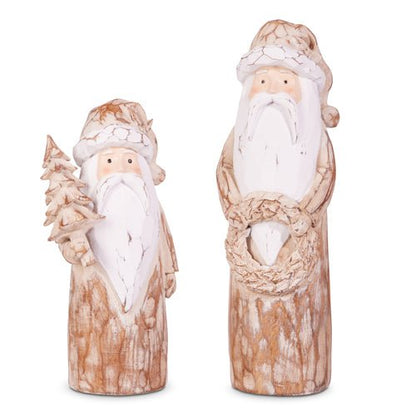 10" Natural Distressed Carved Santa's - SET - Nifty Decor & More