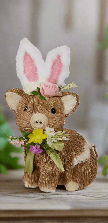 10" Pig with Bunny Ears | RAZ Easter Home Decor | Cute Spring Decoration | Adorable Farmhouse Style - Nifty Decor & More
