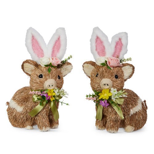 10" Pig with Bunny Ears | RAZ Easter Home Decor | Cute Spring Decoration | Adorable Farmhouse Style - Nifty Decor & More