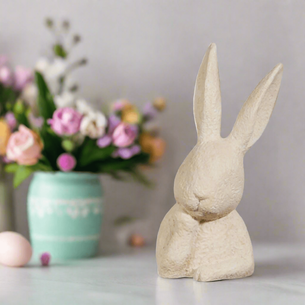 10" Rabbit Bust | Resin Home Decor | Stylish Easter Decoration | Rustic Rabbit Figurine for Spring Decor - Nifty Decor & More